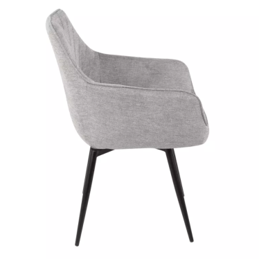 Chaise grise en tissu pivotante et à retour automatique avec pieds métal noir SOLIFE