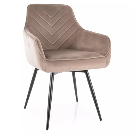 Chaise beige SONGY en velours matelassé et fonction pivotante retour automatique - Chaises - So Inside