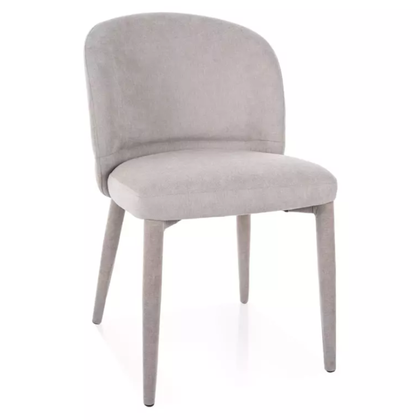 Chaise grise TOLY tissu avec piétement tissu intégré