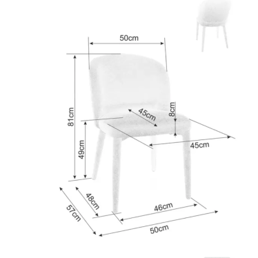 Chaise grise claire TOLY tissu avec piétement tissu intégré