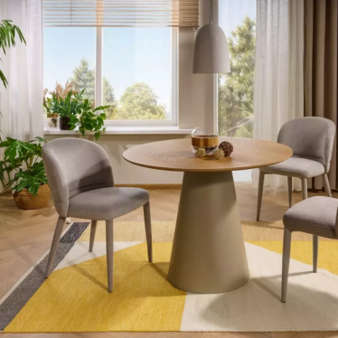 Chaise grise claire TOLY tissu avec piétement tissu intégré