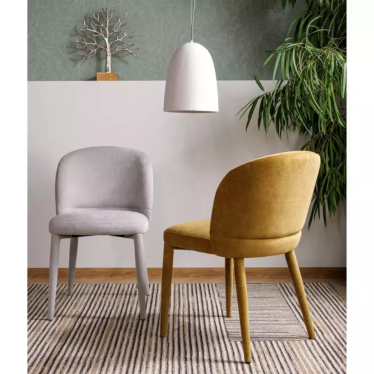 Chaise grise claire TOLY tissu avec piétement tissu intégré
