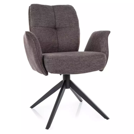 Chaise pivotante cappuccino avec accoudoirs, piètement noir et ressorts LOPAZY - Chaises - So Inside