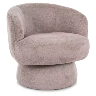 Fauteuil en tissu beige pivotant à 360° avec dossier arrondi MIRA