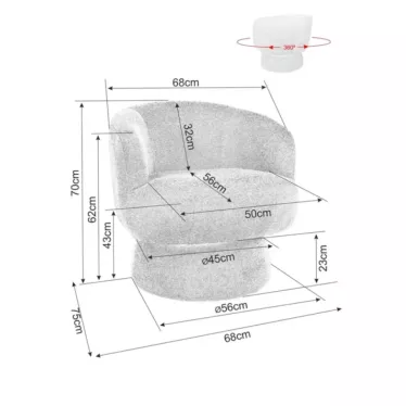 Fauteuil pivotant à 360° couleur beige foncé cosy et enveloppant MIRA
