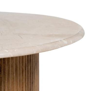 Rebord biseauté plateau marbre crème table Misitra - Zoom