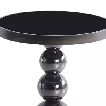 Table d'appoint noire sculpturale en verre et métal brillant – ROUMA
