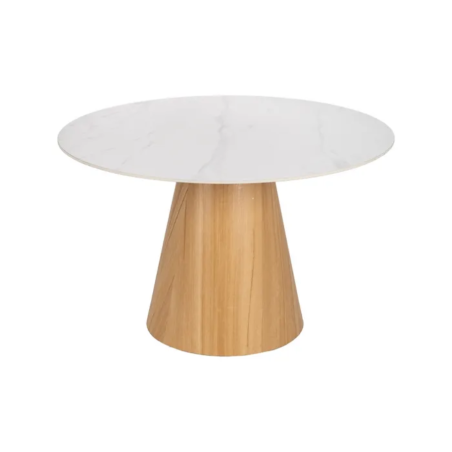 Table à manger en métal et céramique blanc 120 cm plateau imitation marbre URBAN - Tables à manger - So Inside