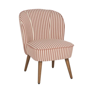 Fauteuil avec rayures terracotta structure bois hévéa confort ELYSORA