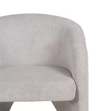 Fauteuil design beige en étoffe - piètement arrondi - Aureline