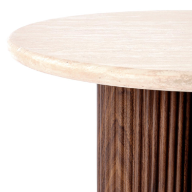 Table basse d'appoint design organique plateau travertin ZACK