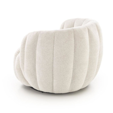 Fauteuil pivotant confortable tissu crème Hilsy vue de dos