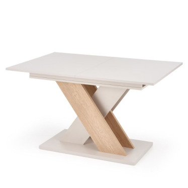 Table extensible creme et bois 130 cm Apodis