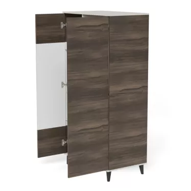 Buffet haut contemporain 2 portes beige et noyer Pump