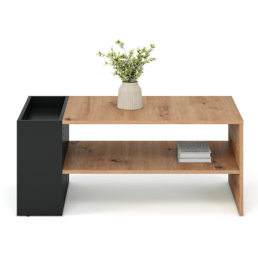 Table basse 100 x 55 cm noire et aspect chêne LORIE