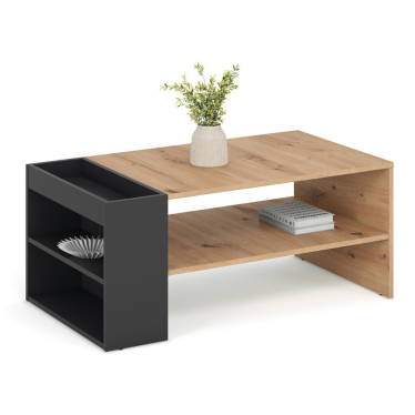 Table basse 100 cm LORIE décor chêne et niche noire moderne