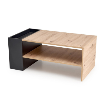 Table de salon bicolore LORIE avec étagères de rangement ouvertes