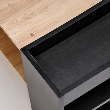 Table basse noire bois industrielle - 100 x 55 cm - avec rangements