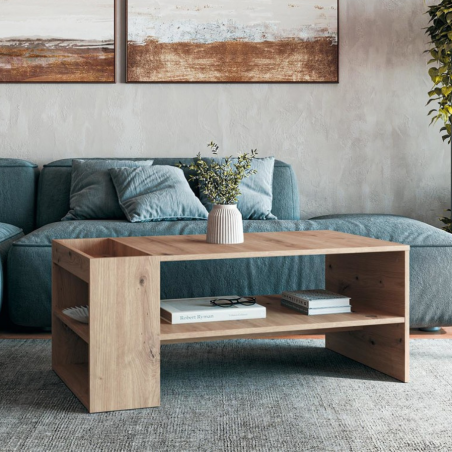 Table basse rectangulaire 100 x 55 cm couleur chêne artisanal LORIE - Tables basses - So Inside