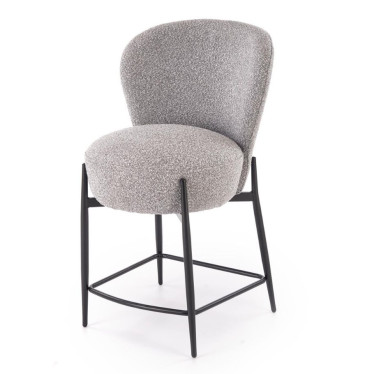 Chaise de bar design en tissu gris avec pieds noirs en métal ROCKIN