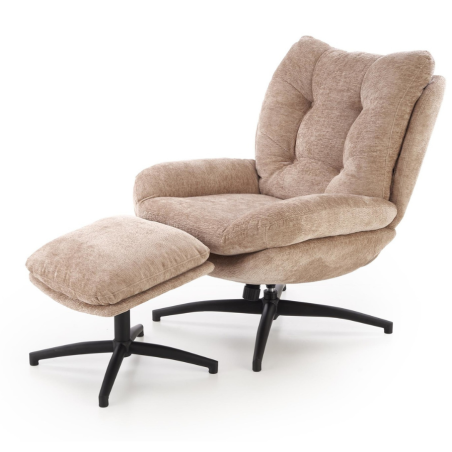 Fauteuil et reposes pieds en tissu beige avec bascule Gasper - Fauteuils - So Inside