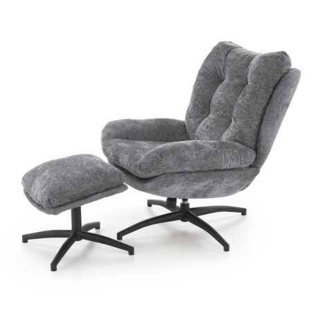 Fauteuil et repose-pieds en tissu gris avec bascule Gasper - Fauteuils - So Inside
