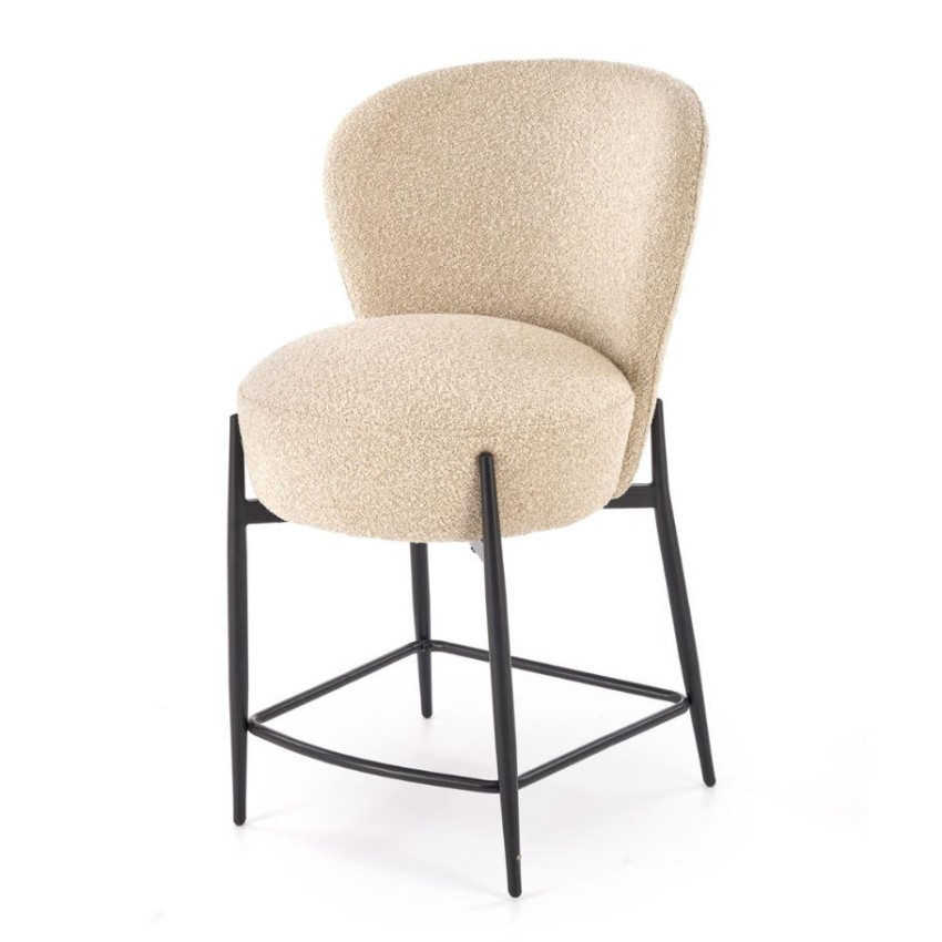 Chaise de bar contemporaine en tissu beige ROCKIN