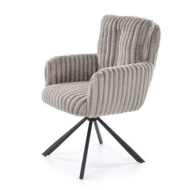 Chaise grise design en velours côtelé avec pieds en métal Nuvem