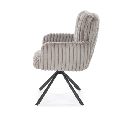 Chaise design en velours gris avec pieds en étoile