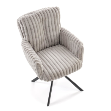 Chaise pivotante grise velours côtelé design moderne Nuvem