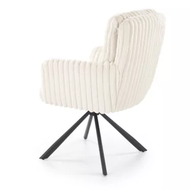 Chaise de salle a manger - Pivotante - Tissu côtelé - Pied Métal Noir