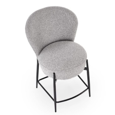 Chaise haute grise assise rembourrée et pieds métal noir ROCKIN