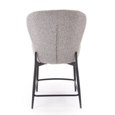 Détail dossier ergonomique chaise de bar en tissu gris ROCKIN
