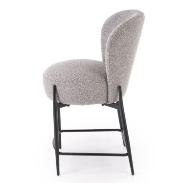 Tabouret de bar design en tissu gris et dossier courbé ROCKIN
