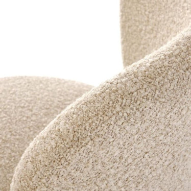 Zoom finitions tissu texturé beige et courbes design chaise ROCKIN