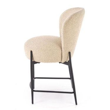 Chaise de bar élégante assise rembourrée beige et structure noire ROCKIN