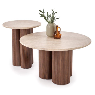 Ambiance salon moderne avec duo de tables d'appoint ZACK