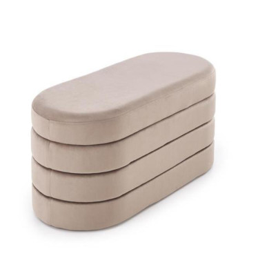 Banc coffre velours beige Bench avec espace de rangement intégré