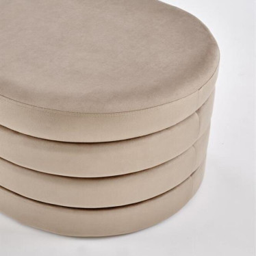 Zoom tissu velours beige et finitions capitonnées banc coffre Bench