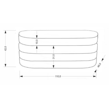 Dimensions détaillées banc coffre velours beige Bench schéma technique complet