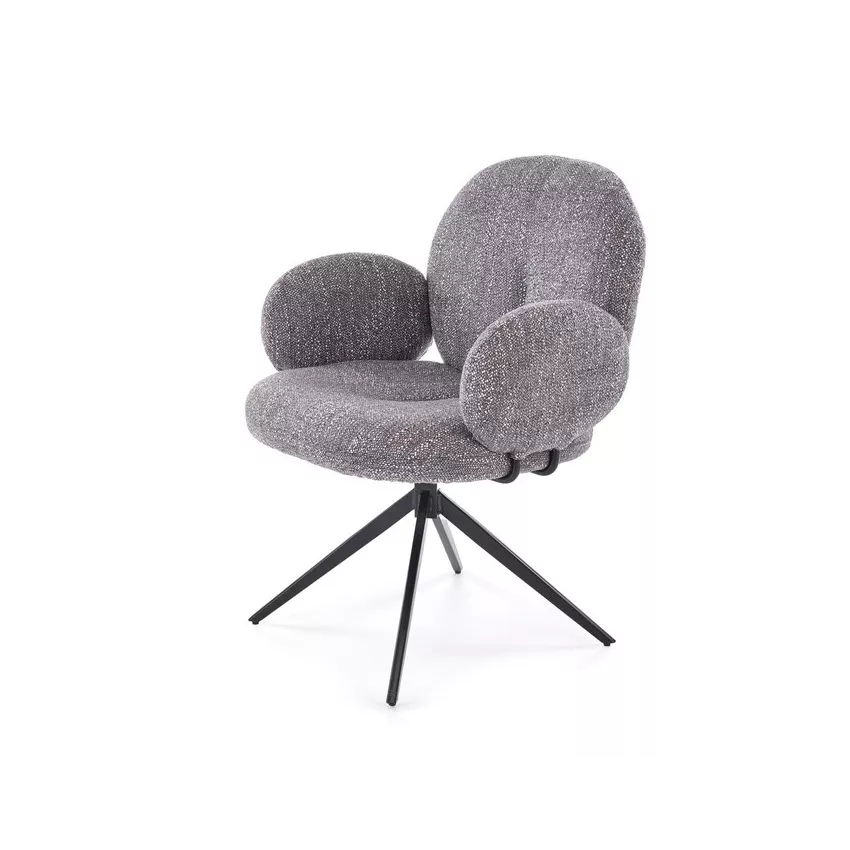 Chaise pivotante en tissus gris avec accoudoirs Andrea