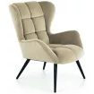Fauteuil en velours beige avec pieds noirs en métal Glasgow