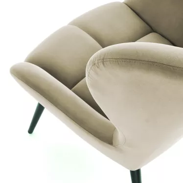 Fauteuil en velours beige avec pieds noirs en métal Glasgow