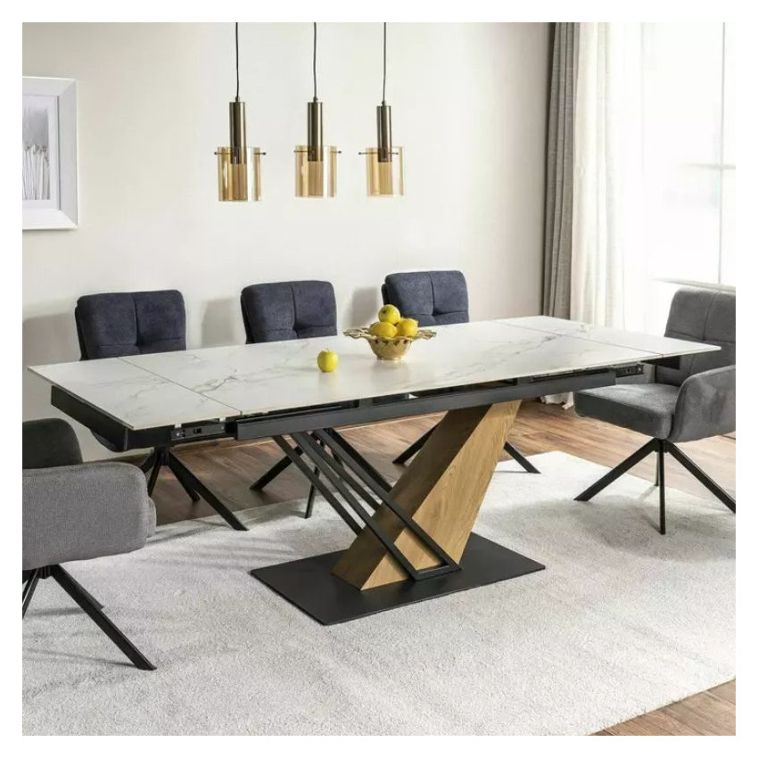 Table céramique extensible effet marbre blanc Viro