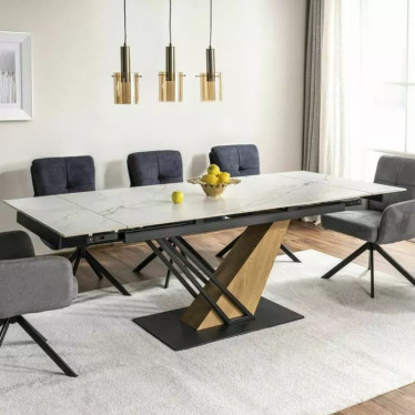 Table céramique extensible effet marbre blanc Viro