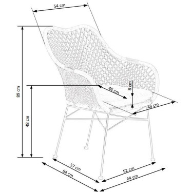 Schéma des dimensions avec hauteur du dossier et largeur de l'assise