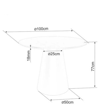 Table ronde 100 cm SORIN – Gris effet marbre & pied noir mat