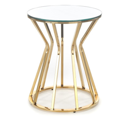 Table basse ronde 45 cm avec plateau en verre et structure en métal IDOYA 2