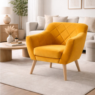 Fauteuil velours jaune style scandinave Blink