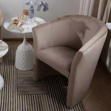 Fauteuil cabriolet, confort, pieds en wengé, revêtement velours beige